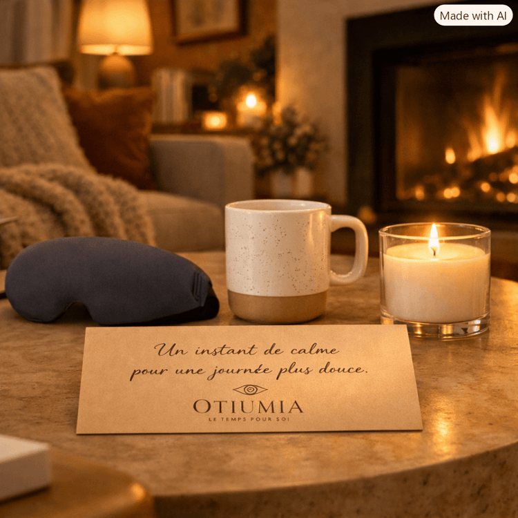 Coffrets et Bien-être - Masque de sommeil, mug céramique et bougie parfumée Otiumia